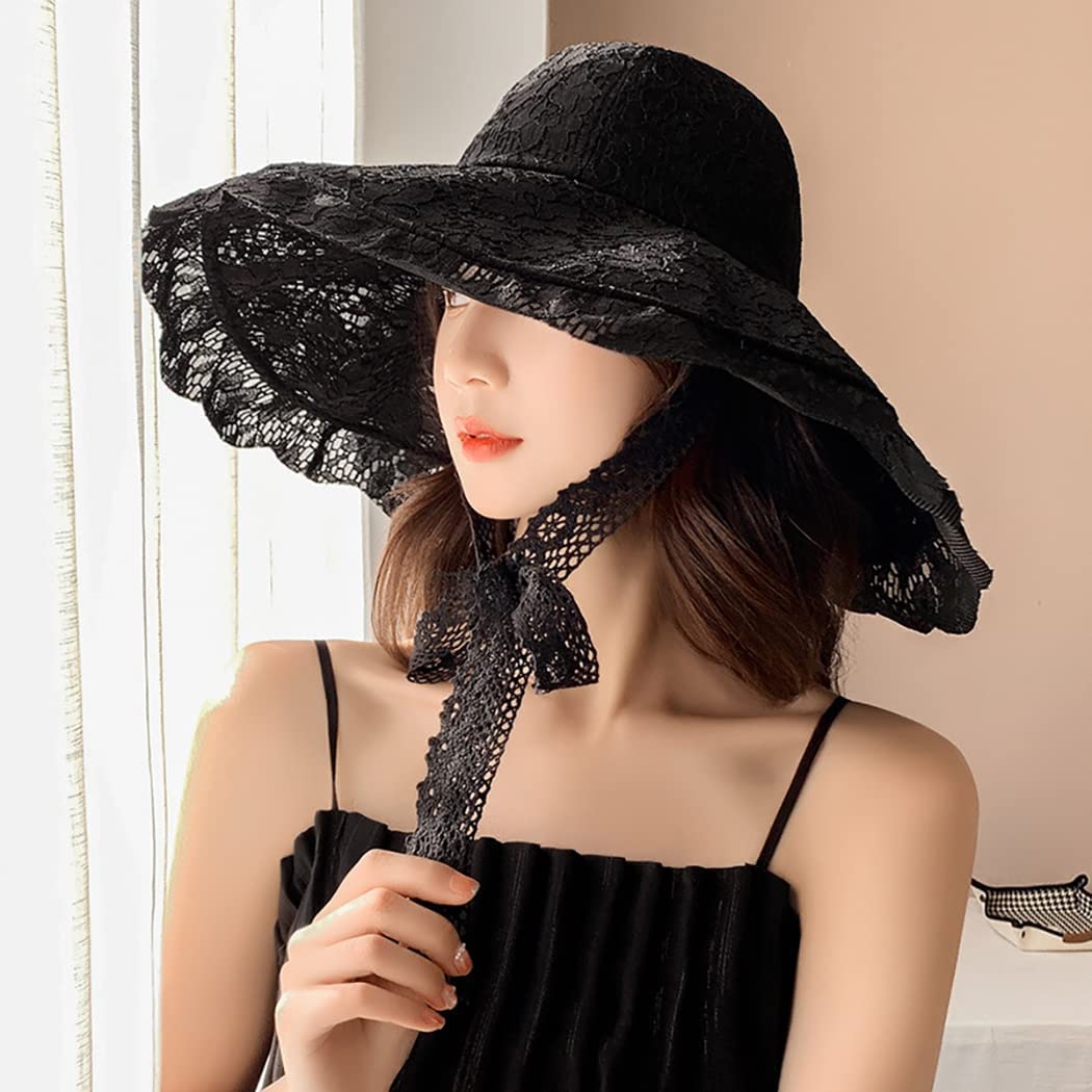 Adjustable chin strap detail on lace sun hat