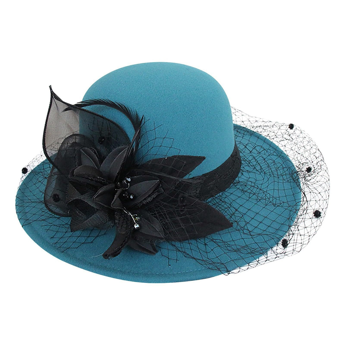 Womens Felt Cloche Hat with bowknot detail, ideal for church events.