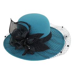 Womens Felt Cloche Hat with bowknot detail, ideal for church events.