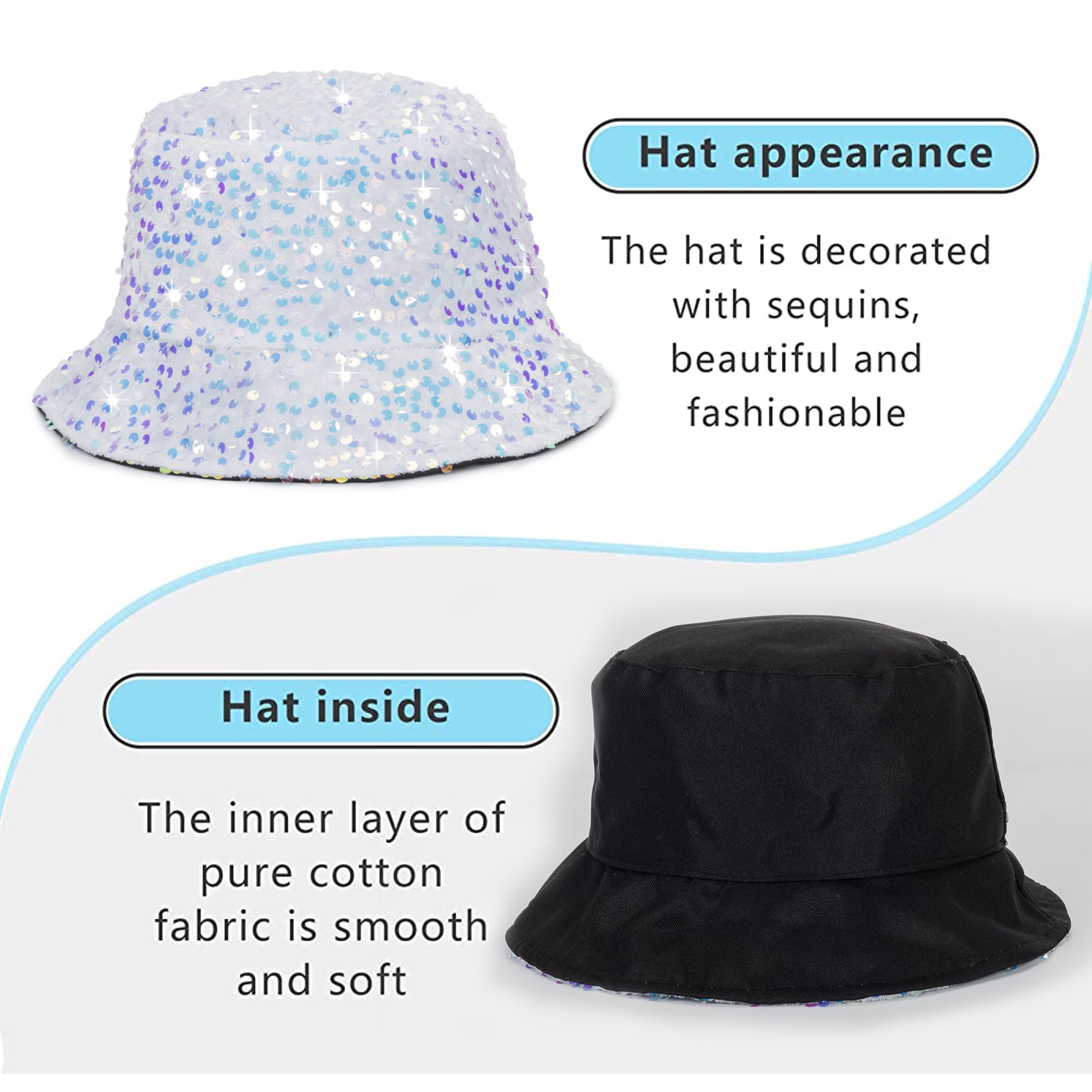 Foldable reversible sequin sun hat