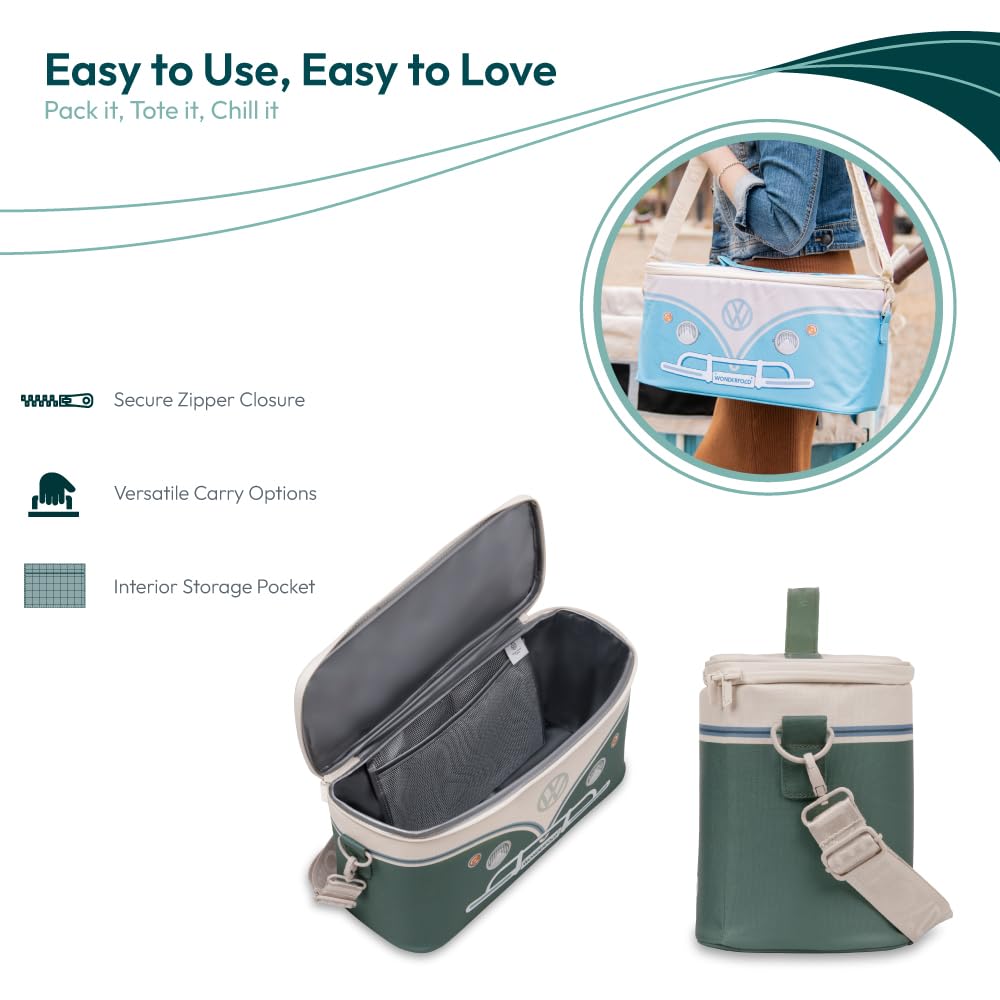 Spacious main compartment fits drinks and snacks neatly.