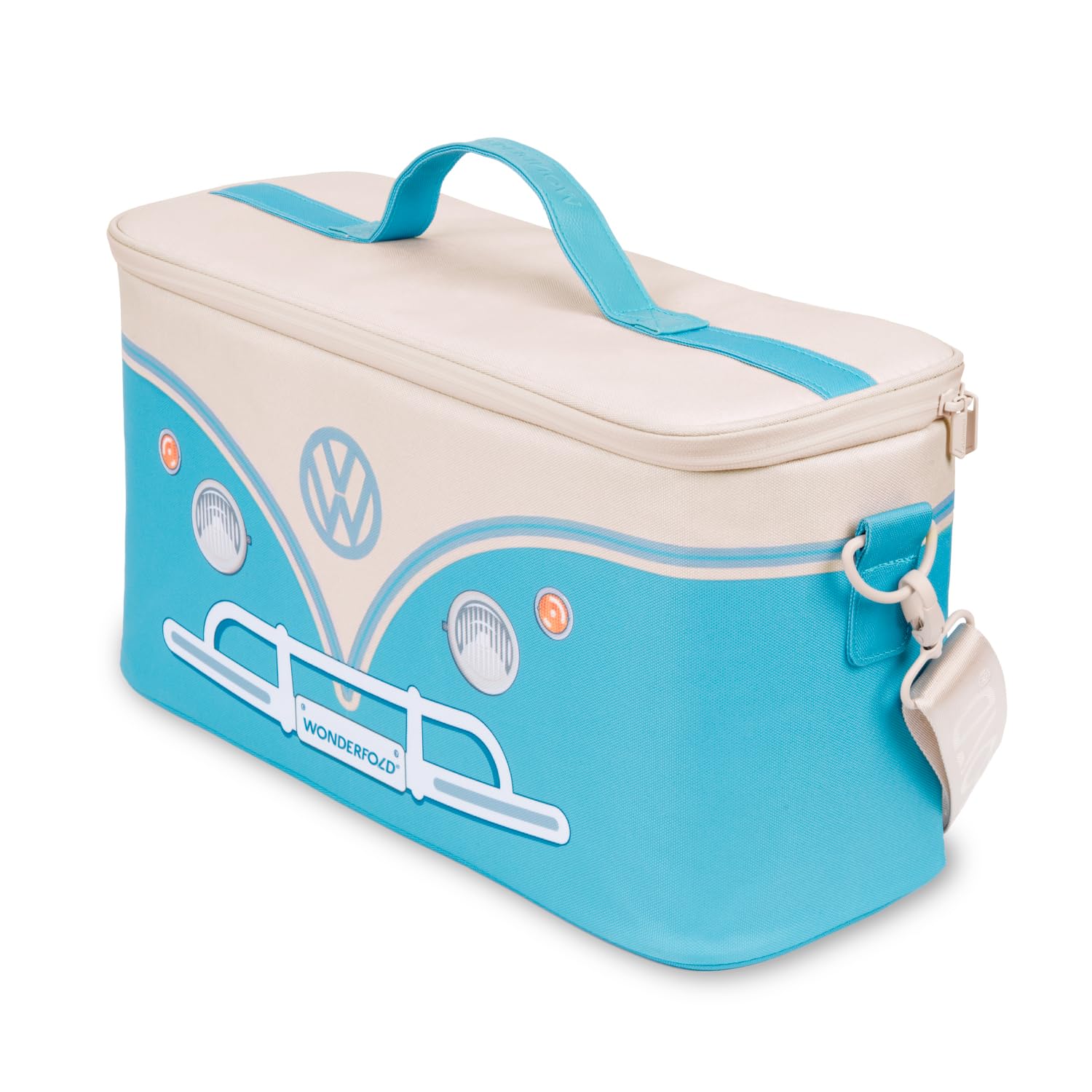 WonderFold VW Cooler Bag side view with strap for hands-free transport