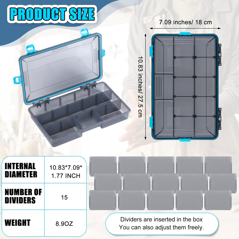 Wonderjune 3600 blue tackle box with transparent lid for quick lure ID