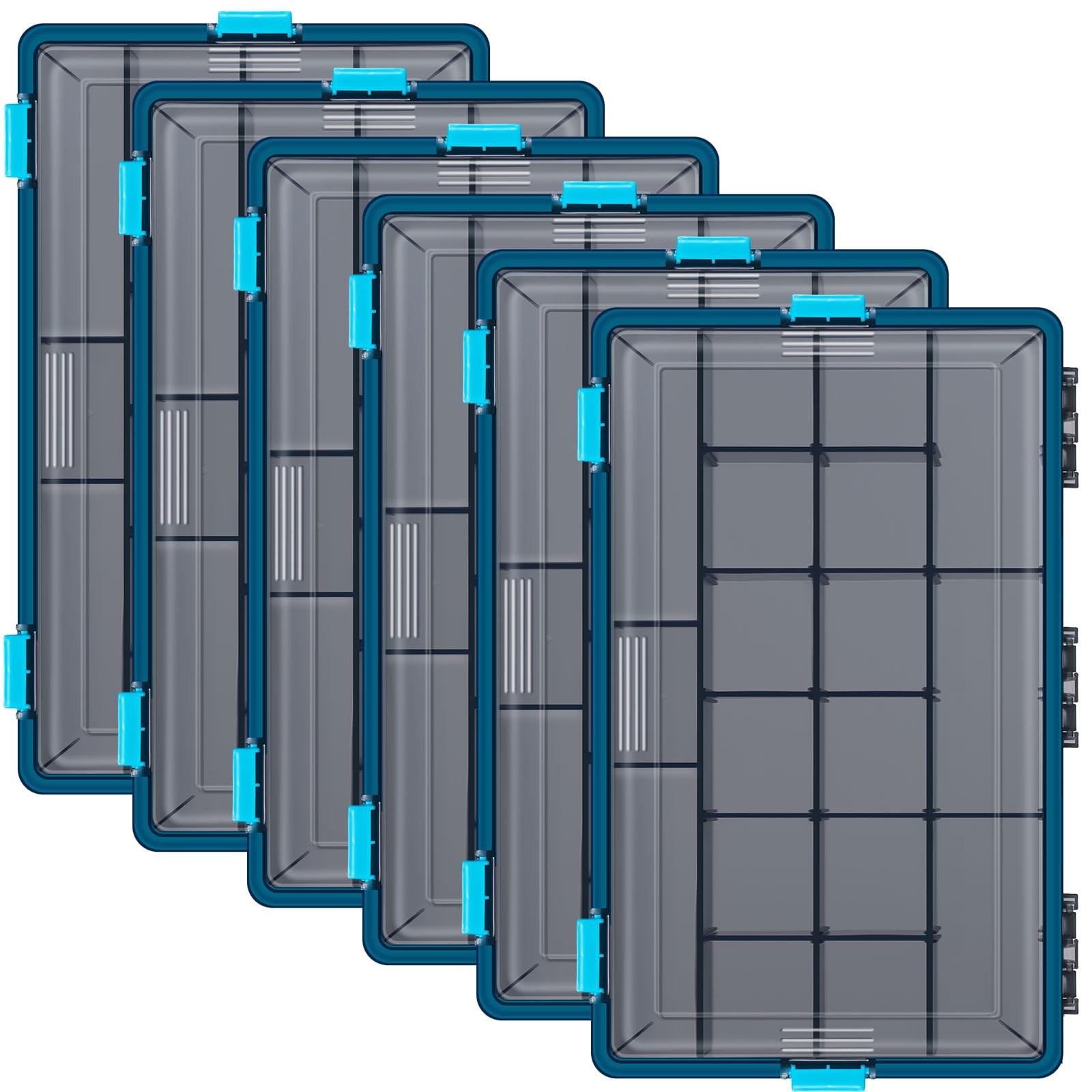 Blue Wonderjune 3700 tackle box six-pack with removable dividers