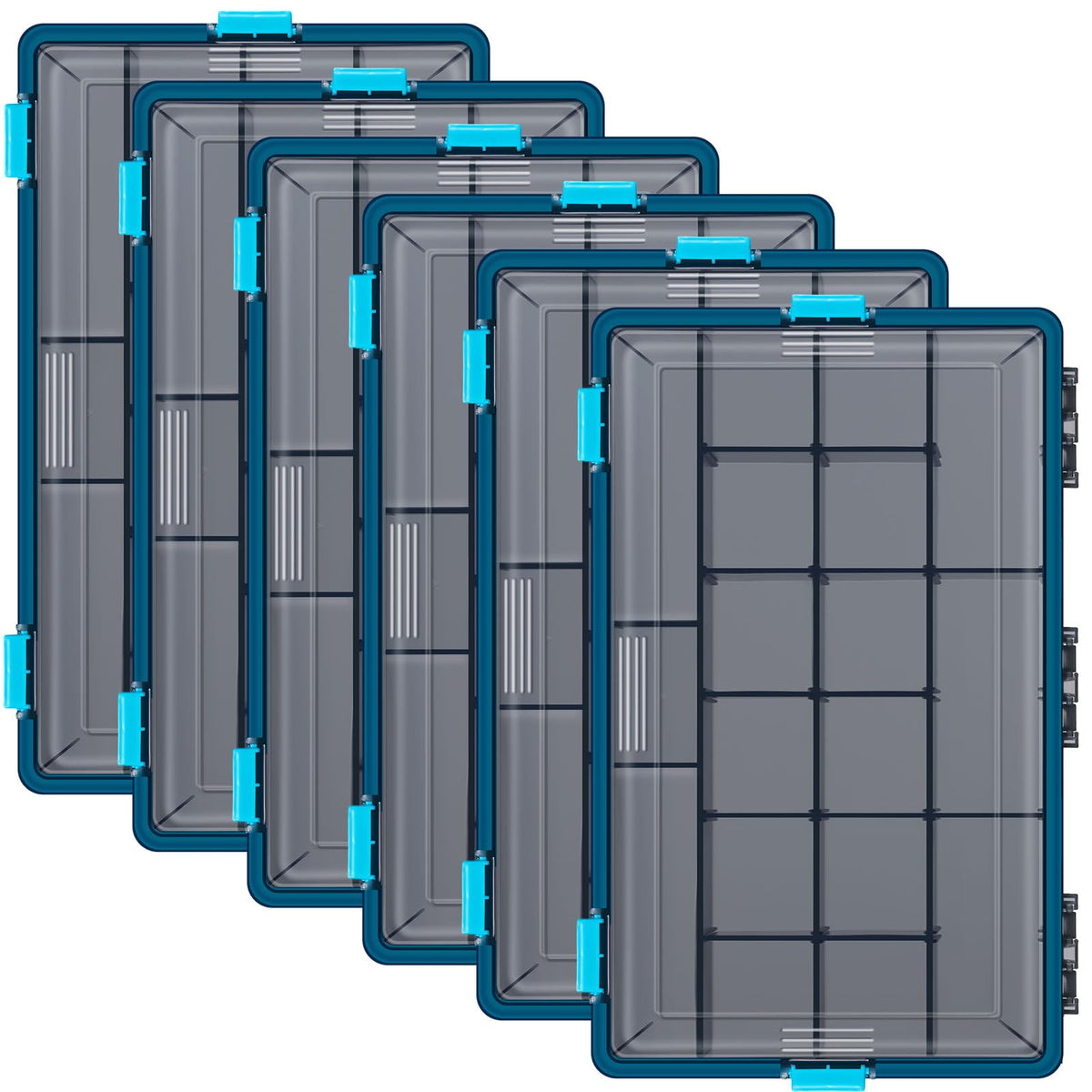 Blue Wonderjune 3700 tackle box six-pack with removable dividers