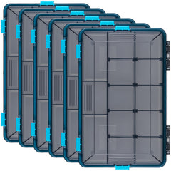 Wonderjune 6-pack blue tackle boxes neatly organized for on-the-go fishing gear