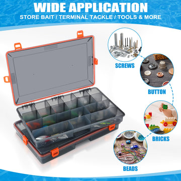 Wonderjune orange tackle box in boat bag demonstrating compact on-the-go organization