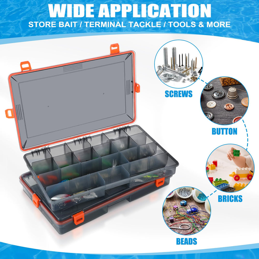 Wonderjune orange tackle box in boat bag demonstrating compact on-the-go organization