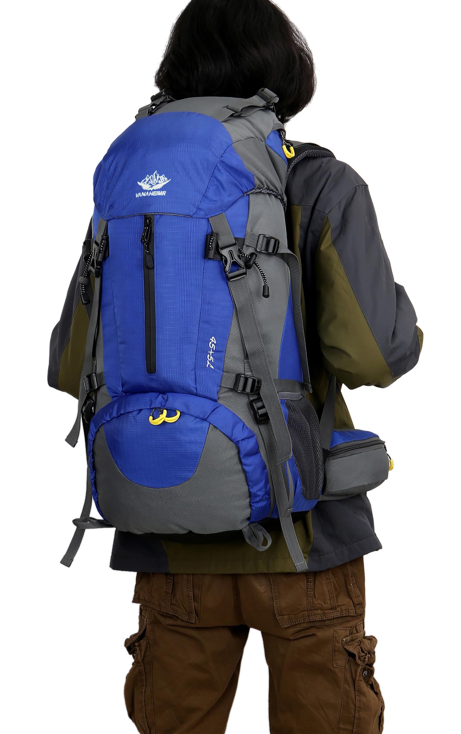 WoneNice 50L backpack mesh side pockets hold water bottles securely