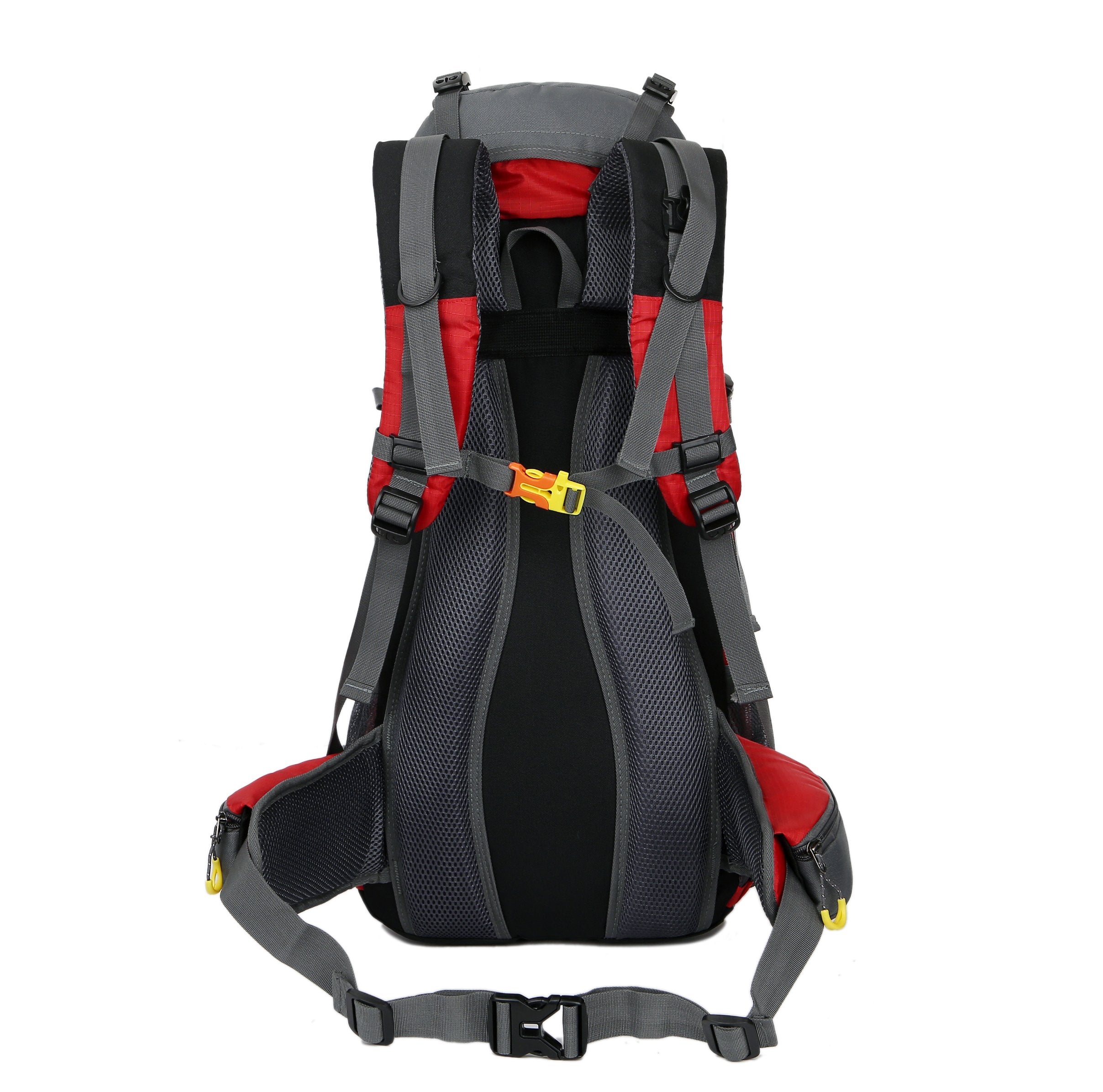WoneNice 50L backpack sleeping bag compartment separates bulky items.