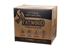 Wood Products Intl fatwood firestarter box ready for easy lighting at camp.