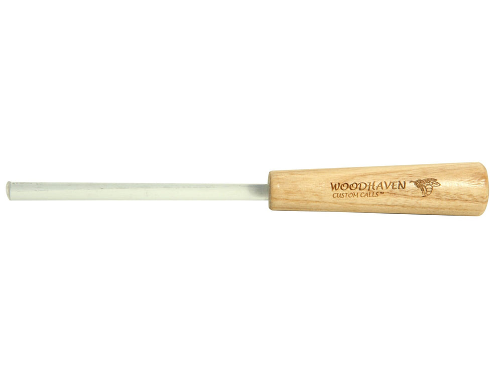 Woodhaven acrylic turkey striker WH099 for friction calls, enabling realistic purrs and clucks.