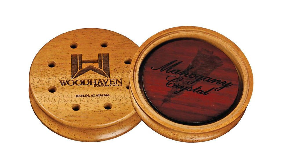 Woodhaven Mahogany Crystal turkey call with mahogany cup and purpleheart soundboard for refined turkey calls