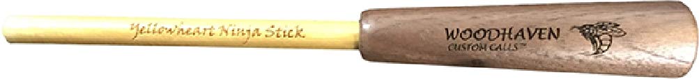 Woodhaven Ninja Stick striker in yellowheart and walnut for versatile turkey call tones
