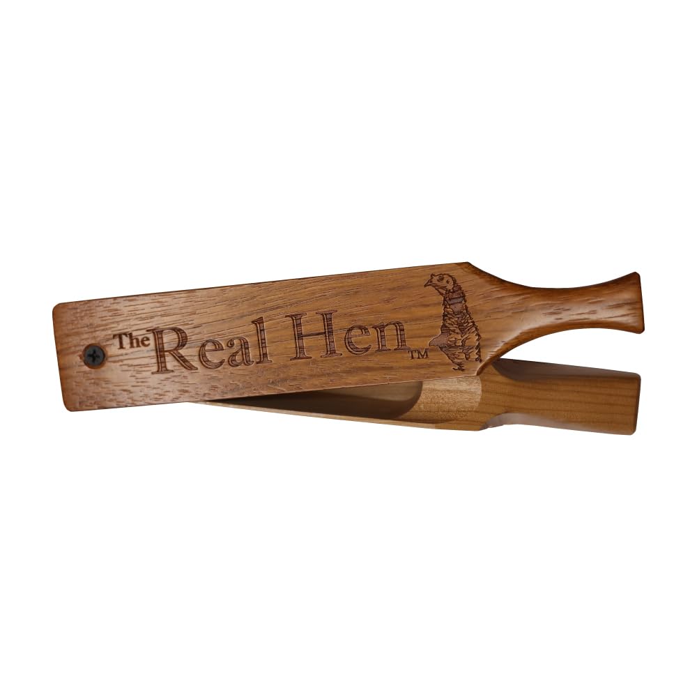 Woodhaven Real Hen Cherry Box Call shows a high pitched turkey call for field use