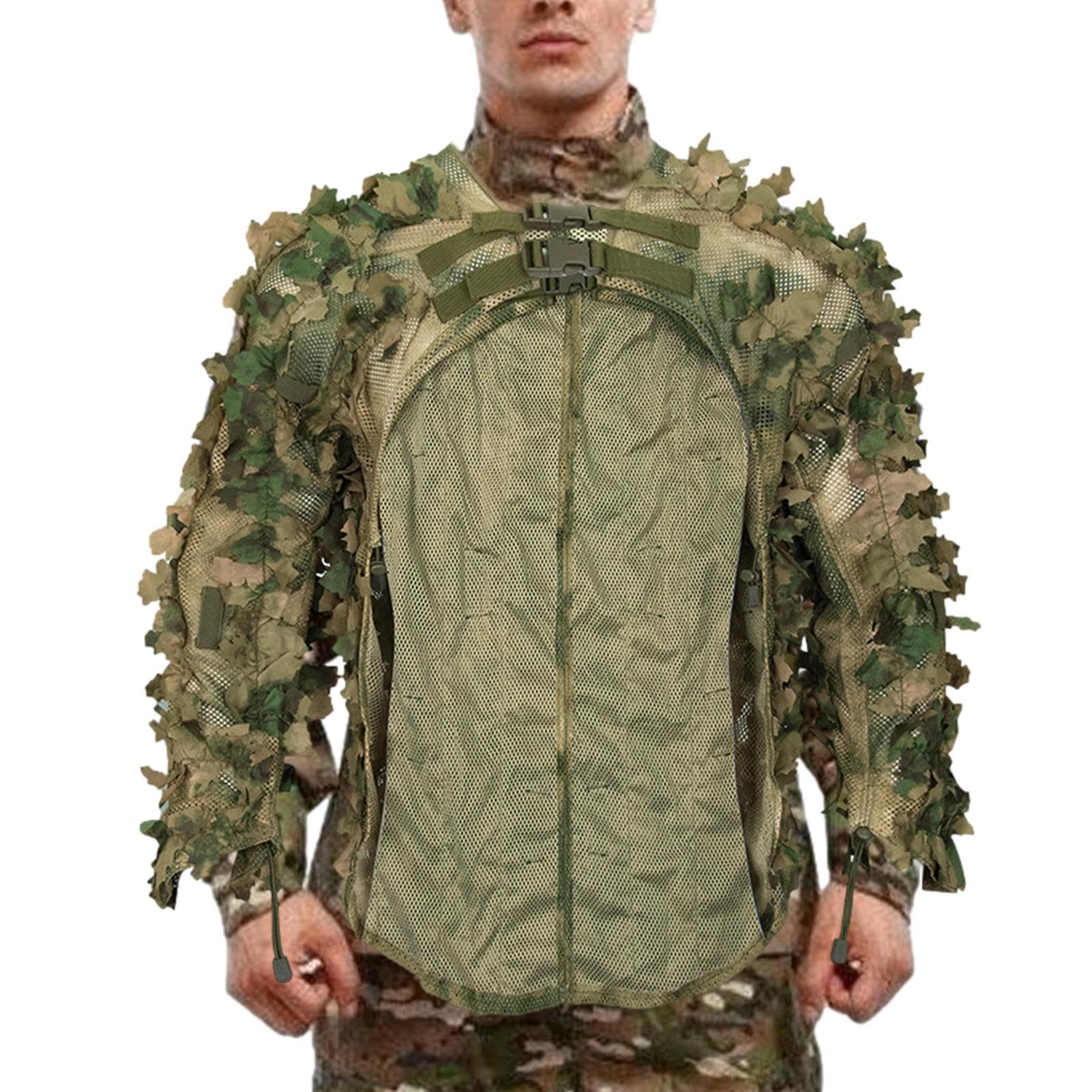 Woodland Camouflage Ghillie Suit ensemble offers versatile camouflage for hunting and outdoor missions