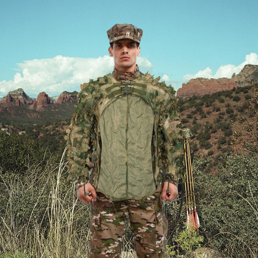 Woodland Camouflage Ghillie Suit multi-activity use for hunting, photography, and airsoft