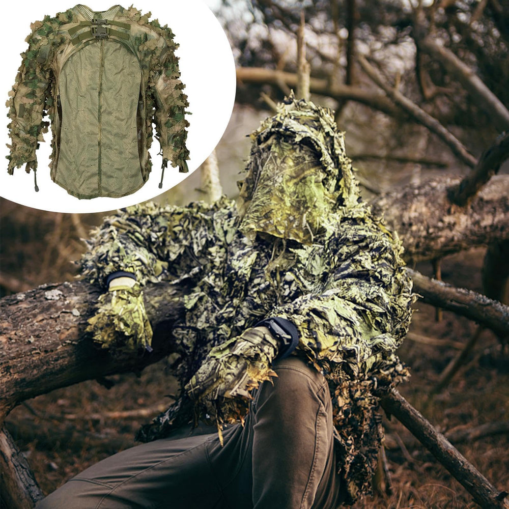 Woodland Camouflage Ghillie Suit packable design simplifies transport for field adventures