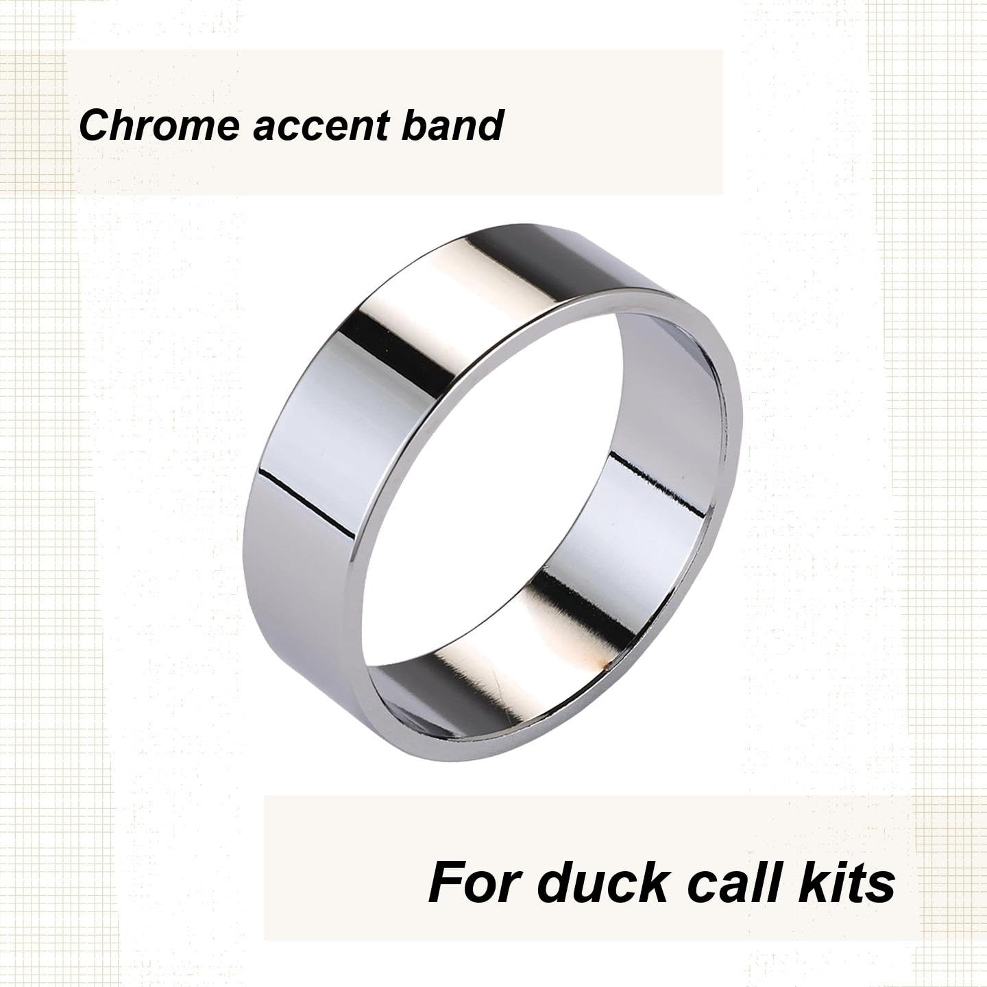 WoodRiver Chrome Duck Call Band close-up shows sleek chrome finish and refined detailing.