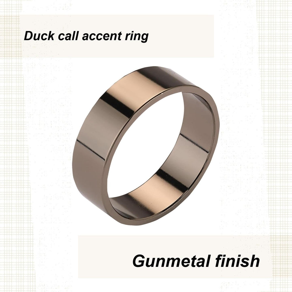 WoodRiver gun metal duck call accent band close-up shows refined finish