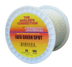 Woodstock IGFA braided Dacron Green Spot 30#-500yds close-up showing a smooth, durable braid for versatile trolling