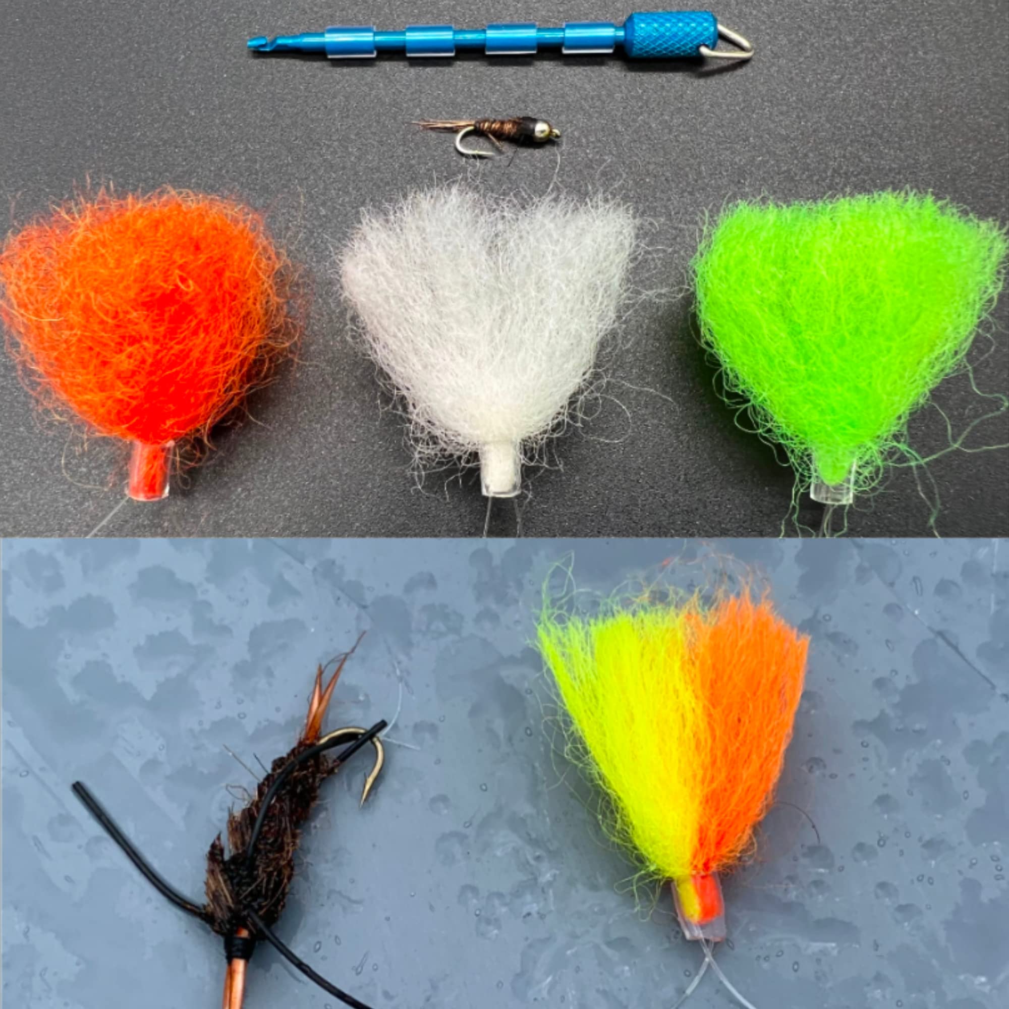 Wool yarn indicator for floatation and visibility