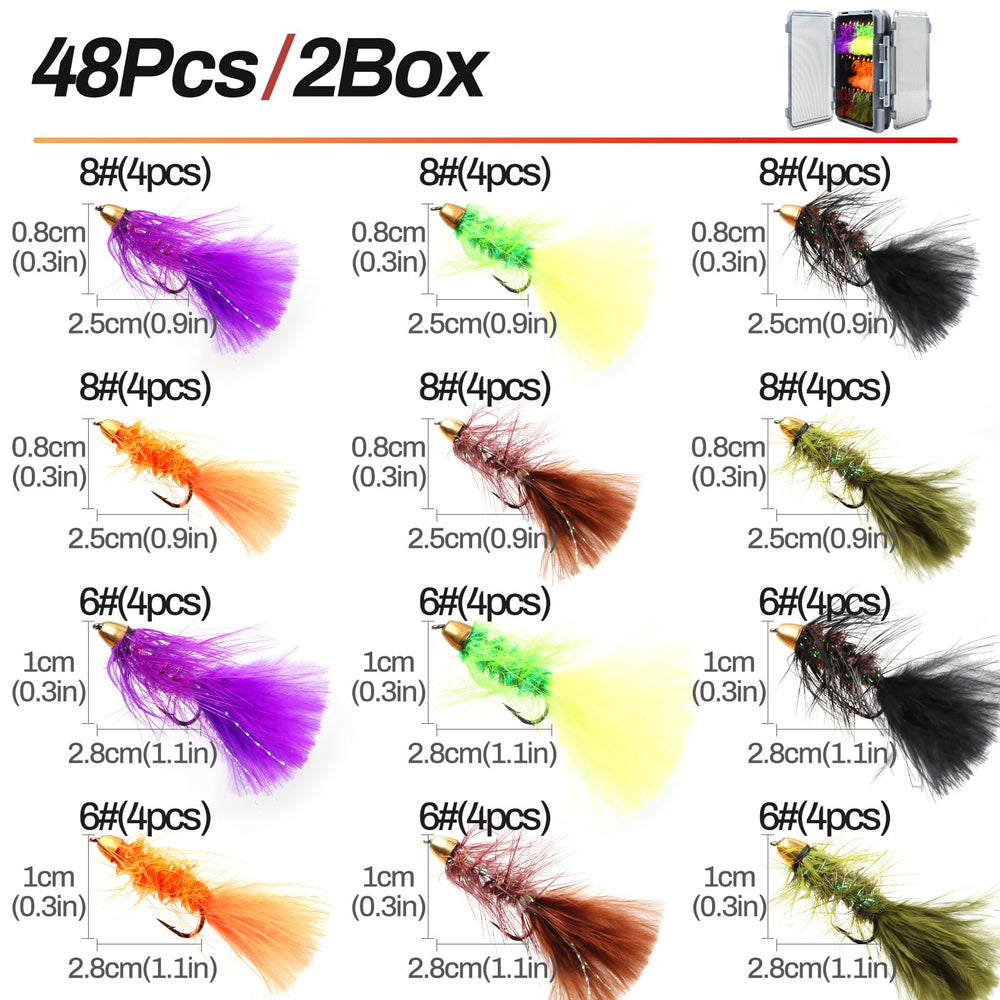 Assorted Woolly Bugger streamers with pattern variety