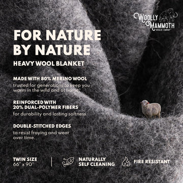 Woolly Mammoth Woolen Co. merino wool texture closeup highlights softness and durability for outdoor use