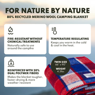 Woolly Mammoth Woolen Company wool blanket Berry Plaid draped over chair for cozy living room ambiance.