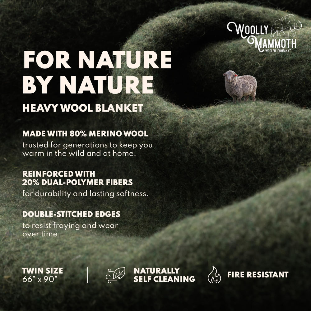 Double-stitched edge demonstrates durability on Woolly Mammoth Woolen Company blanket.