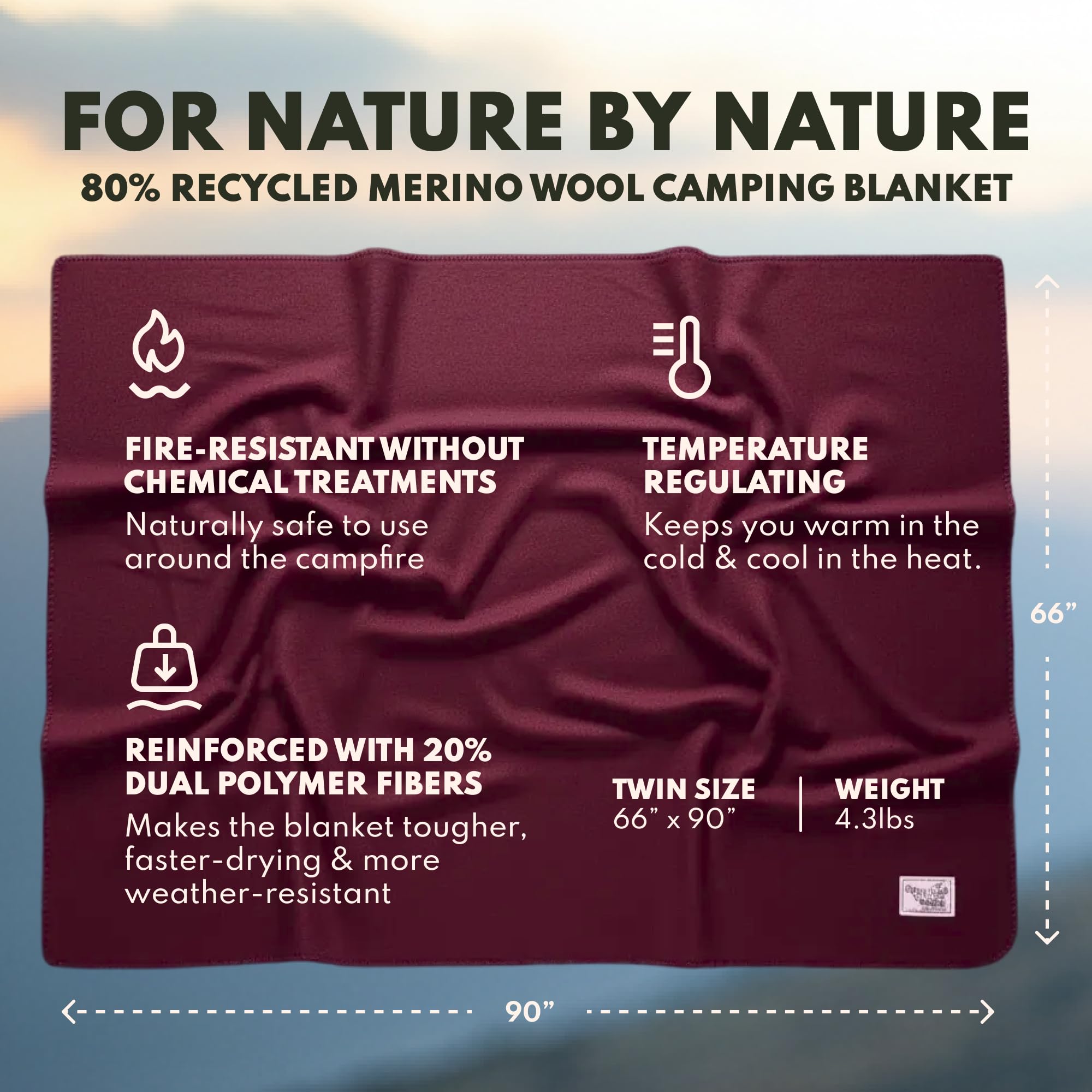 Woolly Mammoth Merino Wool Throw Blanket by bed with a side table for comfort.
