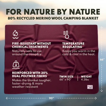 Woolly Mammoth Merino Wool Throw Blanket by bed with a side table for comfort.