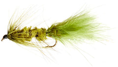 Olive Wooly Bugger trout fly assortment, 12 flies (1 dozen) for trout fishing, hand-tied with Mustard hooks