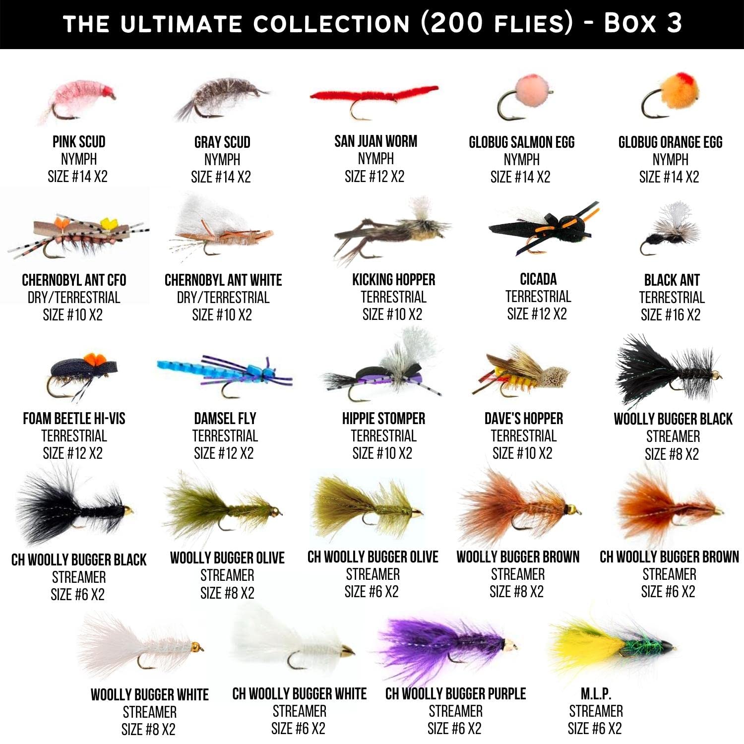 Close-up of Wooly Buggers and streamer patterns