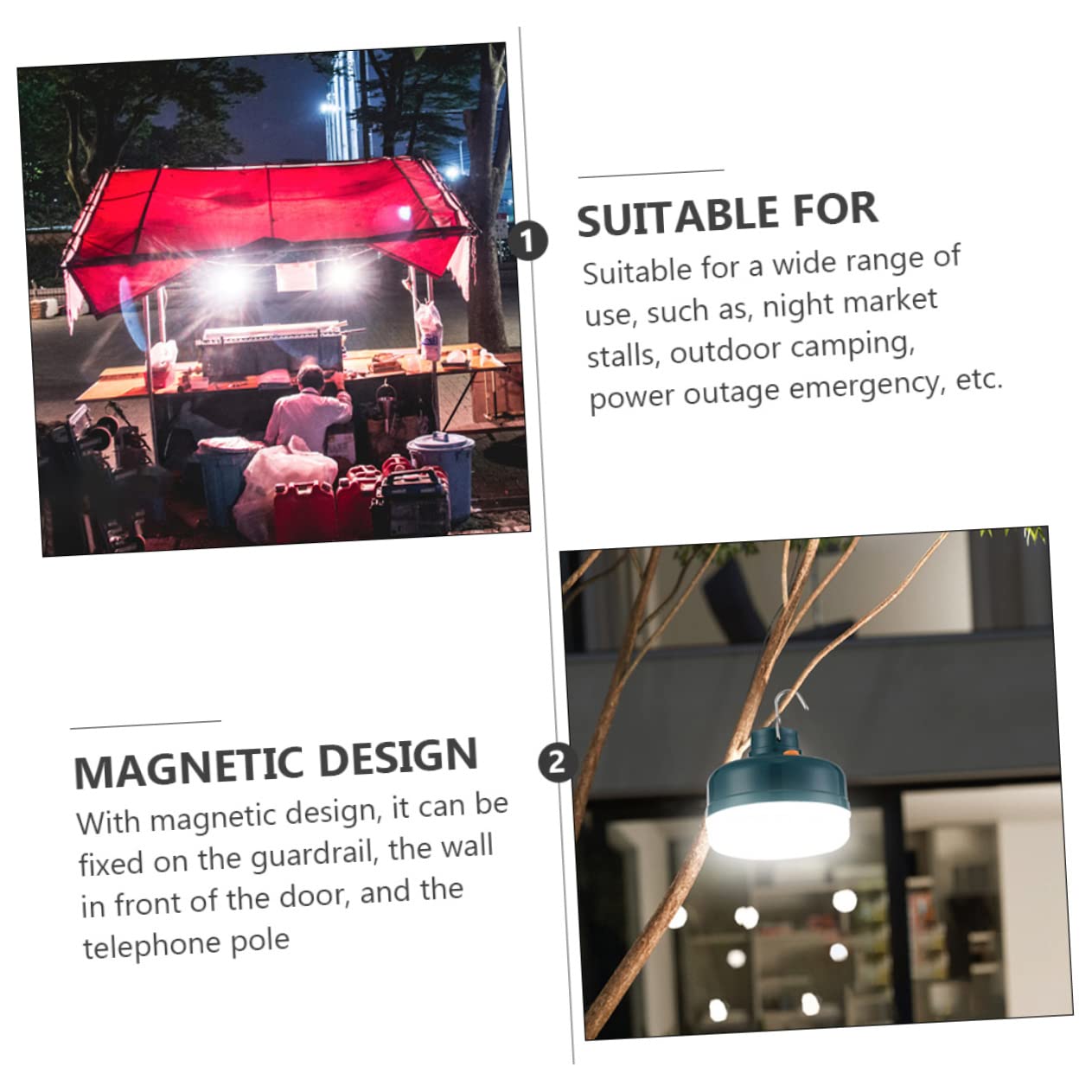 WOONEKY LED tent light delivers wide coverage for family camping.
