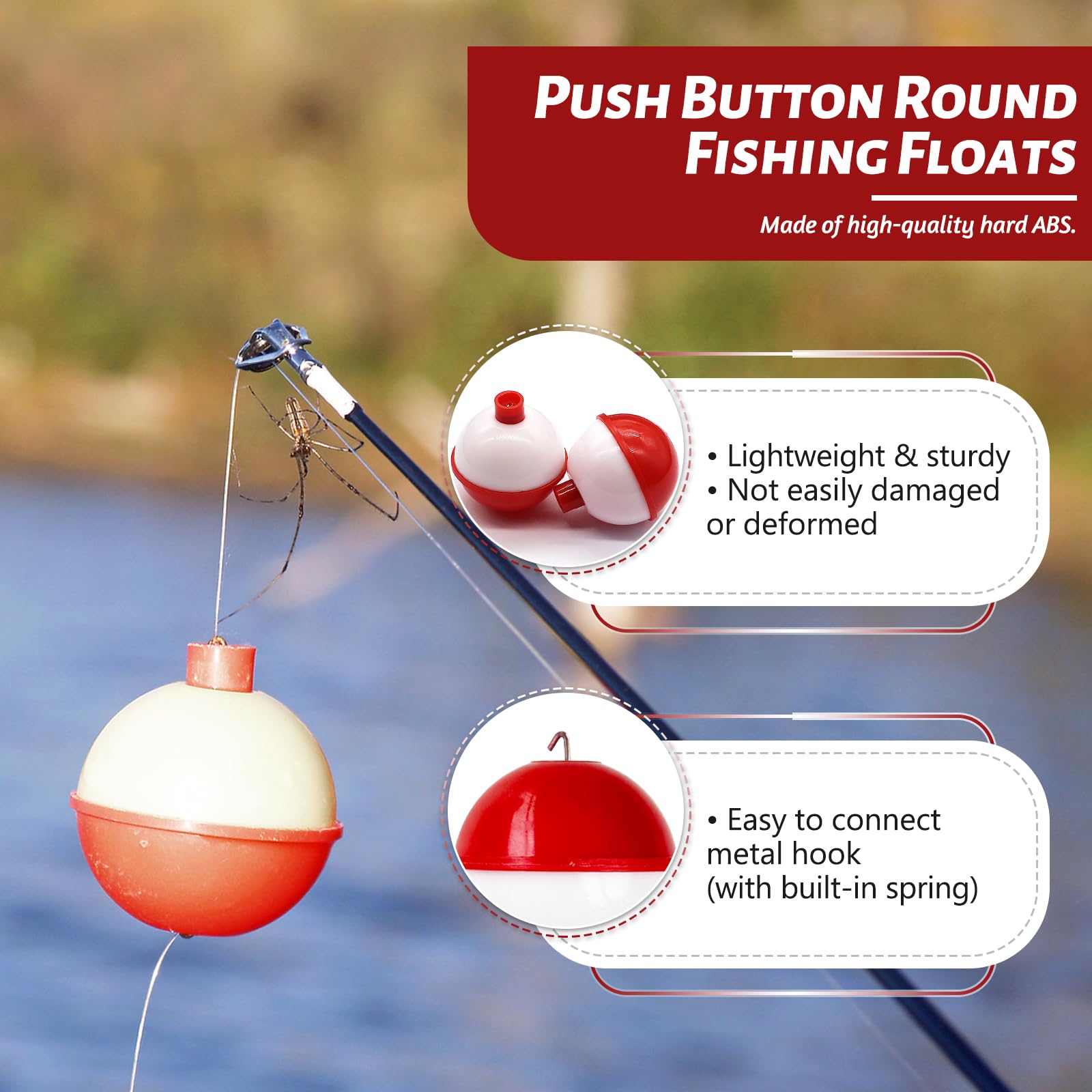 Medium 1 inch red and white ABS fishing float