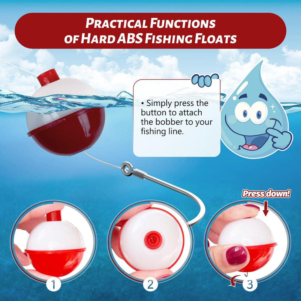 Medium 1 inch red and white ABS fishing float close-up