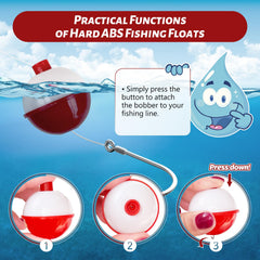 Medium 1 inch red and white ABS fishing float close-up