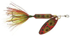 Worden's Rooster Tail inline spinner, 1/4 oz, highlights pulsating hackle tail for freshwater fishing.