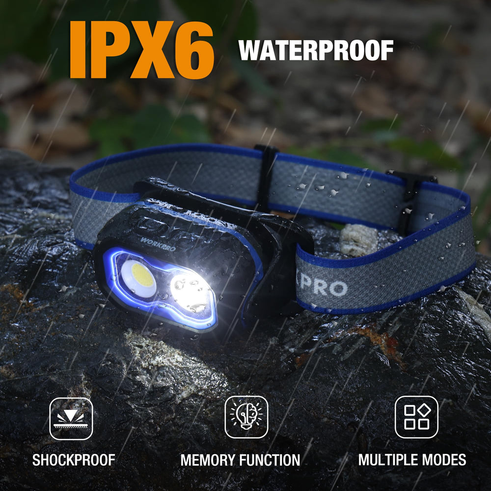 WORKPRO IPX6 durability shot emphasizes waterproof, rugged performance