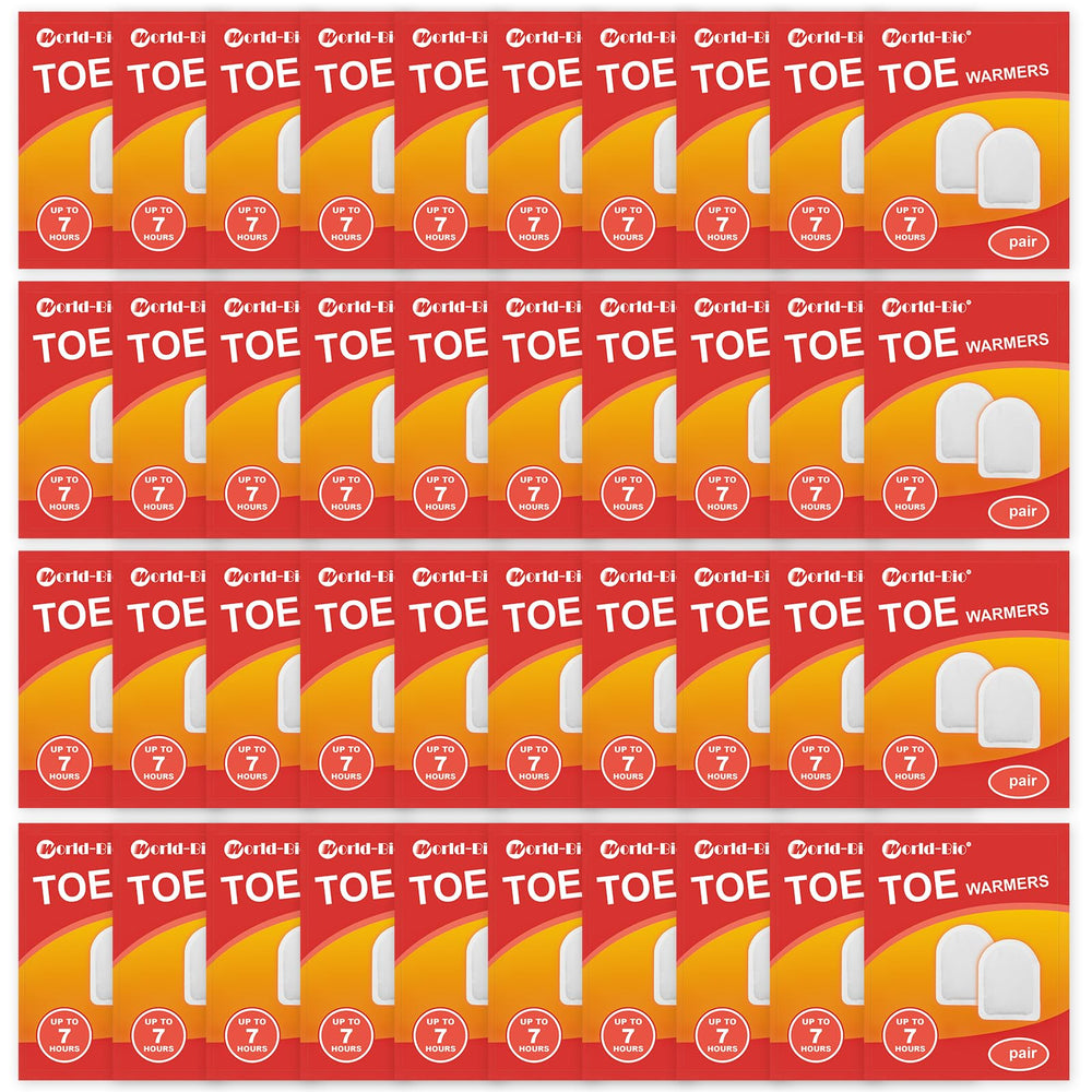 WORLD-BIO toe warmers adhesive packs heat up quickly for cold outdoor toes.
