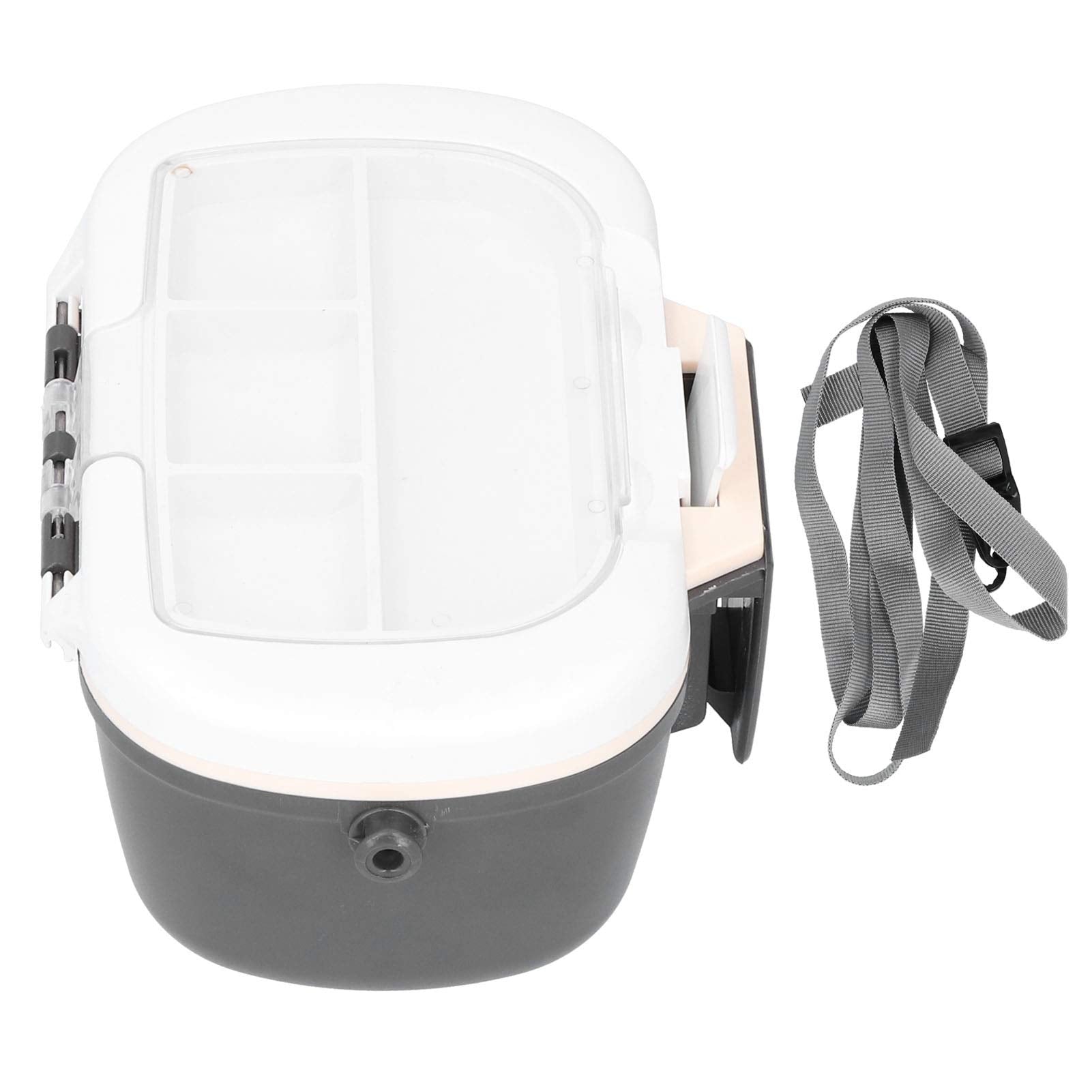 Lid opens away from body for easy bait retrieval