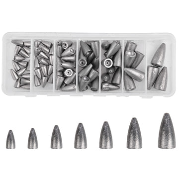 Worm fishing sinker weights kit with 83pc in selector case