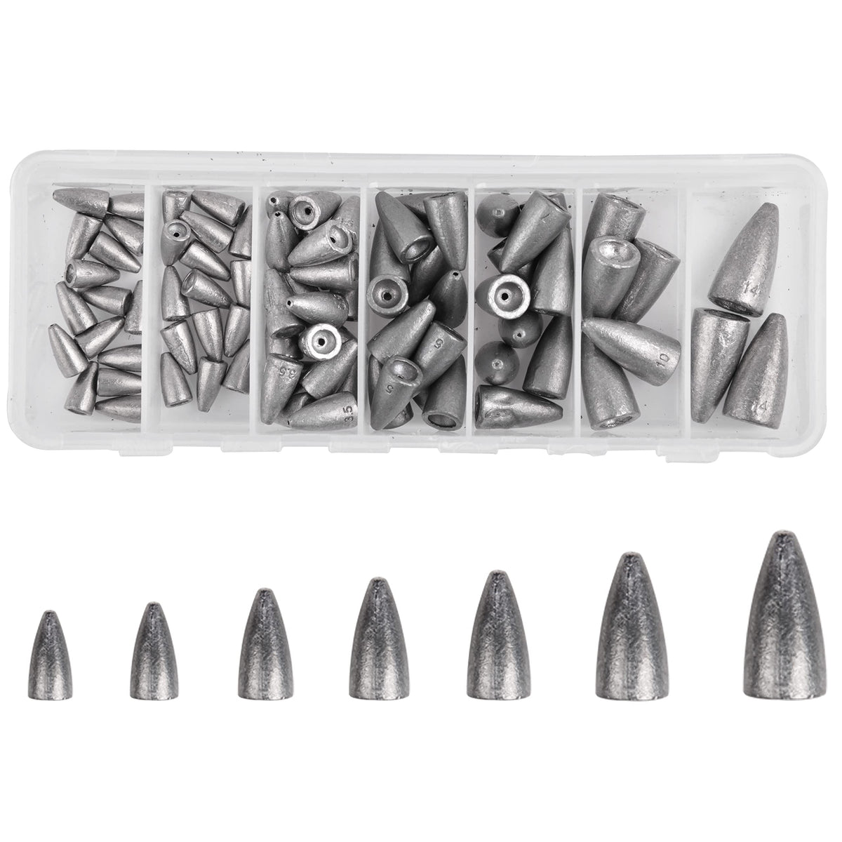 Worm fishing sinker weights kit with 83pc in selector case