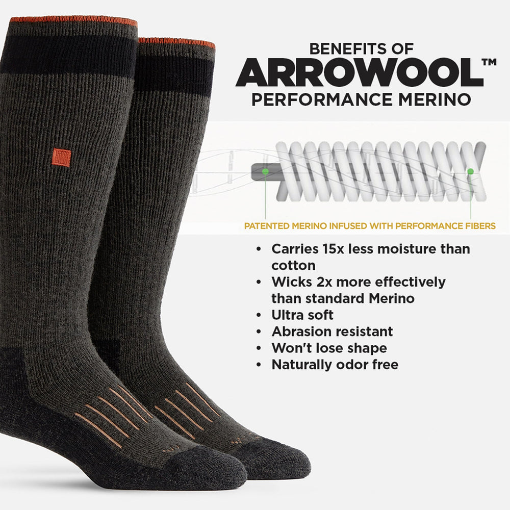 WORN merino hunting socks full-cushion sole detail highlights impact-absorbent comfort