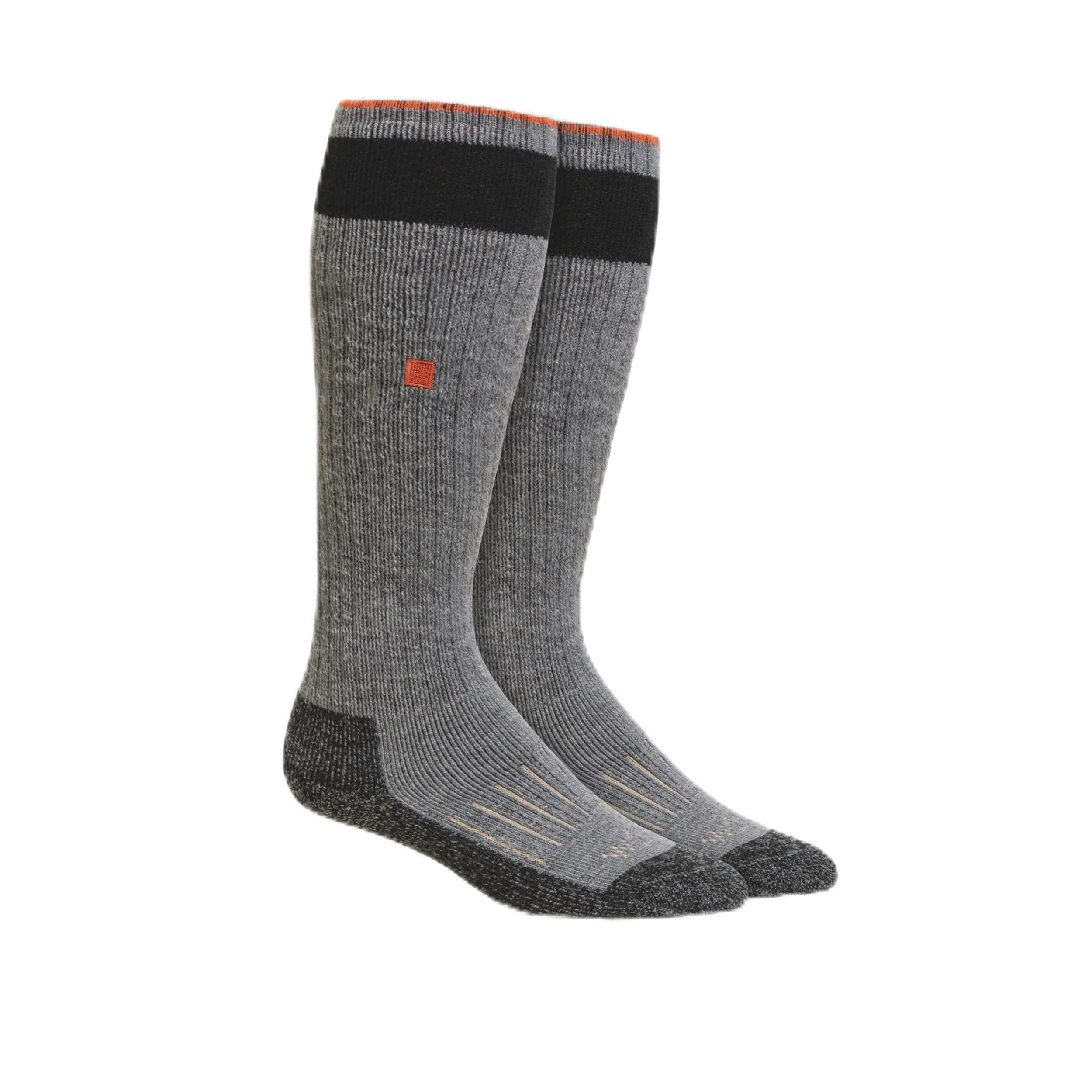 WORN merino hunting socks over-the-calf close-up shows secure fit for all-day wear