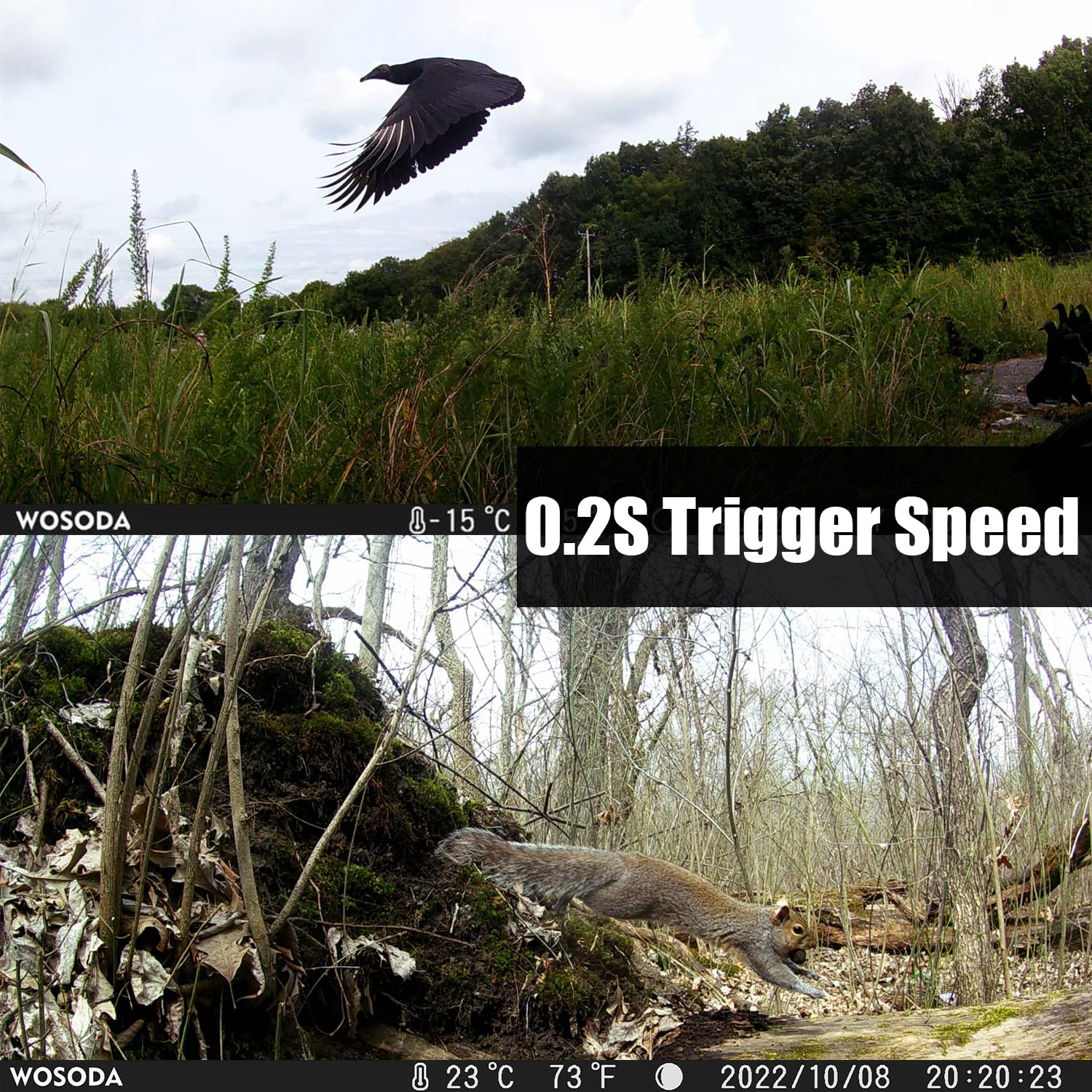 WOSODA night-vision camera 0.2s trigger for quick captures