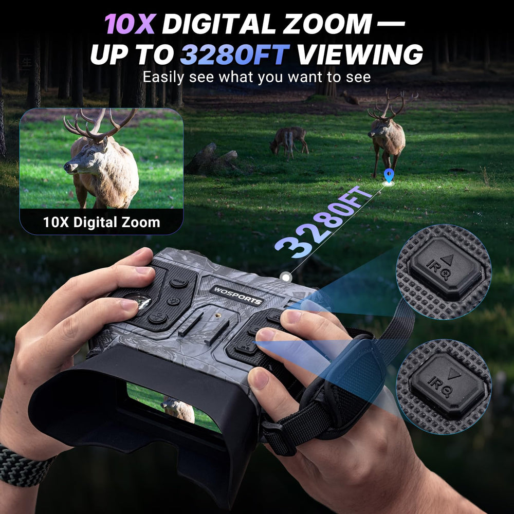 WOSPORTS 4K night vision goggles 5000mAh battery for long trips