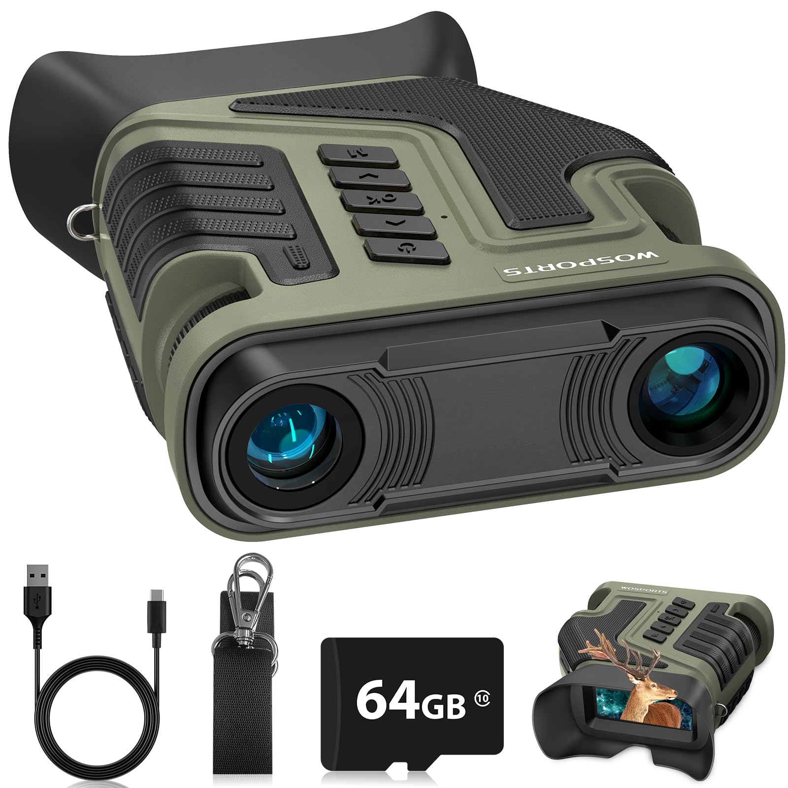 WOSPORTS 4K night vision goggles on camping table ideal for wildlife observation
