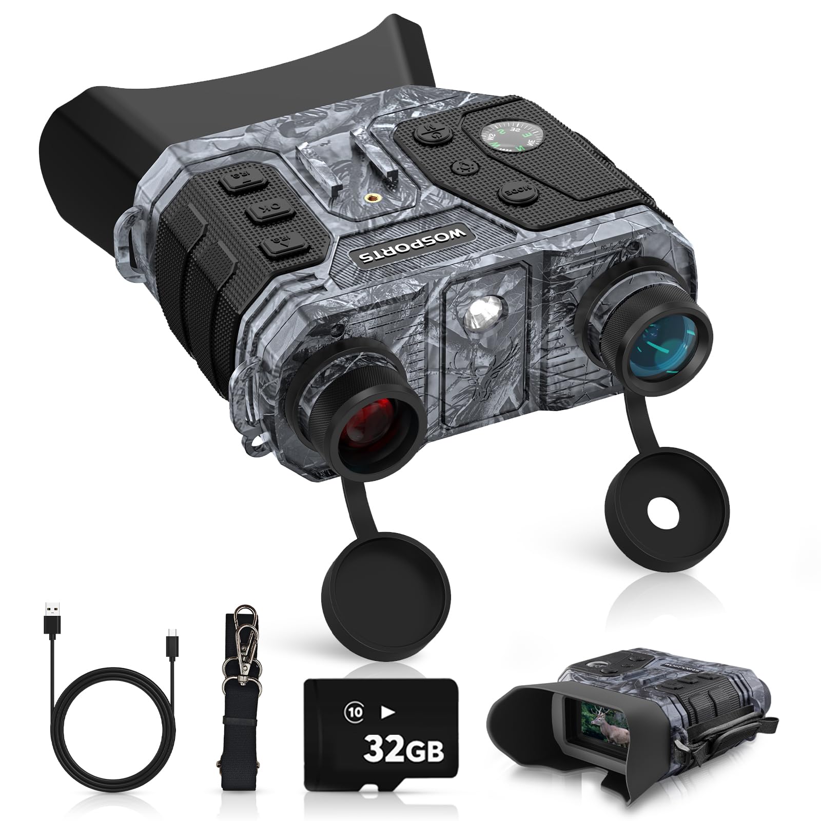 WOSPORTS 4K night vision goggles compact design for easy field use and travel